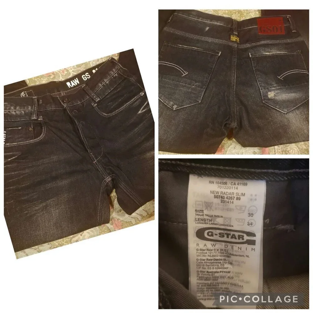 G Star RAW Jeans Men 30 x 34 New Radar Slim 30 x 34 Dark Blue EUC
